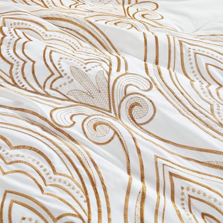 احسن مفارش صيفي نفرين مطرز فاخر 12 قطعة - لؤلؤي - مفارش ميلين