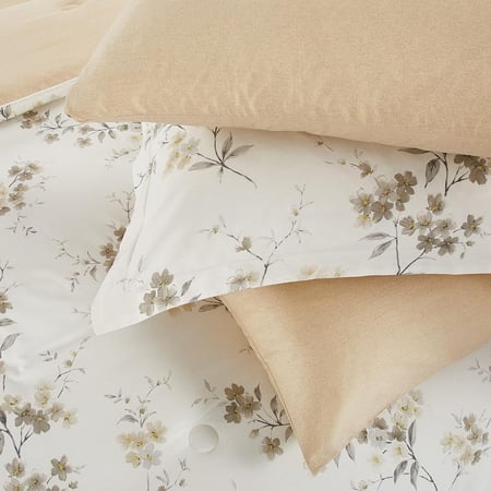 مفرش قطن صيفي مزدوج 8 قطع - زافيرا -سكري - بيج