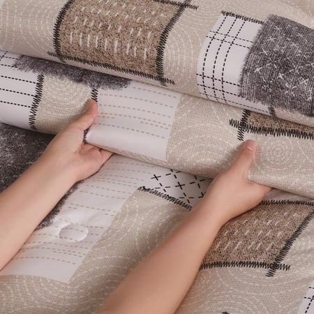 مفرش صيفي مفرد ونص 4 قطع - تيانا - بيج غامق - بيج فاتح