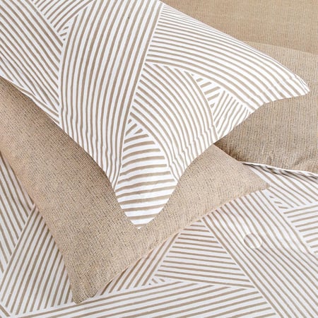 مفرش قطن صيفي مفرد ونص ٤ قطع - نولين - كريمي - بيج غامق