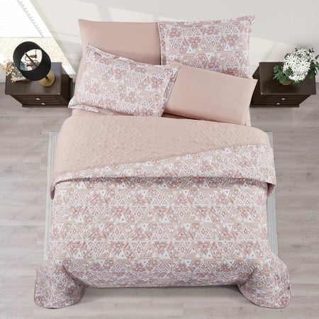 اسعار مفرش صيفي نفرين حشوة مضغوطه 6 قطع كريمي بيج - مفارش ميلين