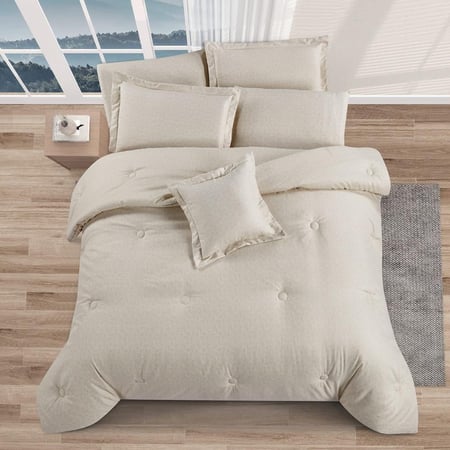 مفارش نفر ونص صيفي 4 قطع - ليتشي - بيج - مفارش ميلين