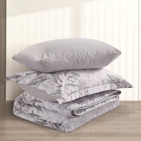 أسعار مفارش صيفية نفر ونص 4 قطع - ابيض رصاصي - مفارش ميلين