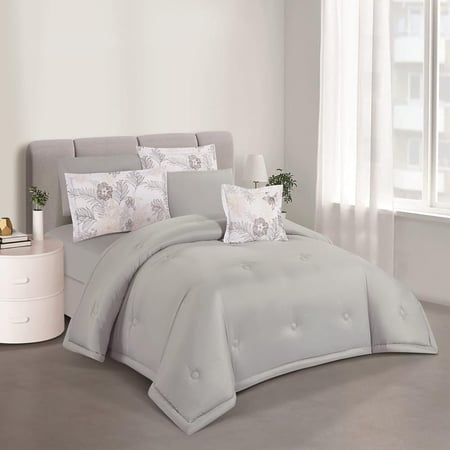 سعر مفرش صيفي مزدوج 7 قطع كلاودي - أبيض رمادي - مفارش ميلين