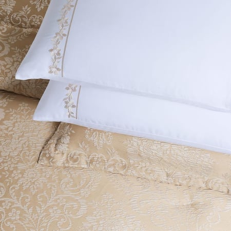 اسعار مفارش كوين صيفي فاخر جاكار مطرز 8 قطع - بيج - مفارش ميلين