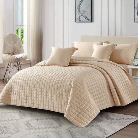 مفرش صيفي مفرد ونص مضغوط 4 قطع - مايتلاند - بيج غامق - ميلين