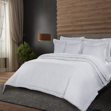 شراء مفرش مزدوج شتوي 7 قطع فلانو - ميرال - ابيض - مفارش ميلين