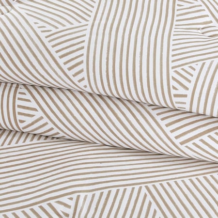 مفرش قطن صيفي مفرد ونص ٤ قطع - نولين - كريمي - بيج غامق