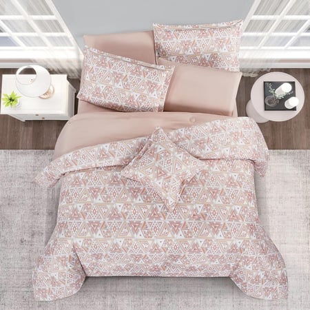 مفرش صيفي مزدوج وجهين ٧ قطع - اوركا - كريمي - بيج