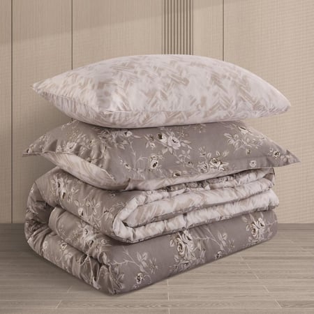 مفرش صيفي مفرد ونص 4 قطع - تيانا - رصاصي - كريمي