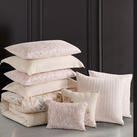 احسن مفرش صيفي مزدوج 10 قطع ريفيرا - لون كريمي غامق - مفارش ميلين