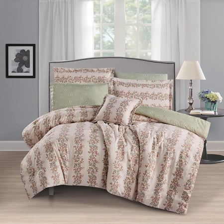 شراء مفارش نوم نفر ونص صيفي 4 قطع ليتون - بيج اخضر - مفارش ميلين