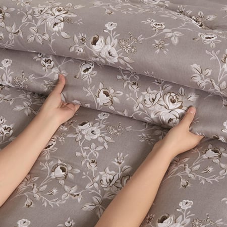 مفرش صيفي مفرد ونص 4 قطع - تيانا - رصاصي - كريمي