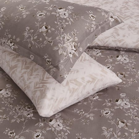 مفرش صيفي مفرد ونص 4 قطع - تيانا - رصاصي - كريمي