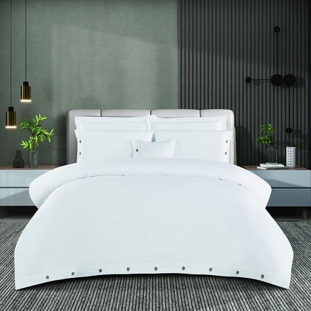 سعر مفرش سرير قطن فندقي فاخر مزدوج 300 غرزة - أبيض - مفارش ميلين