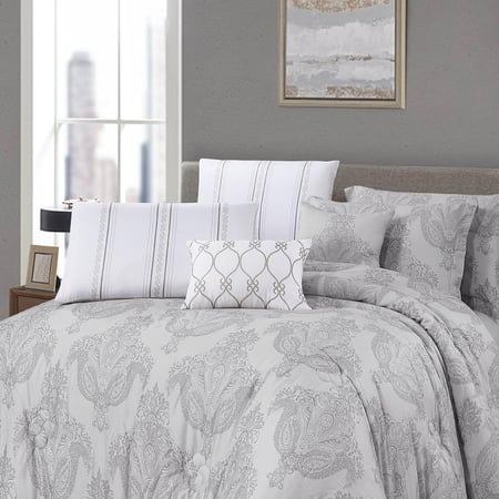 سعر مفارش صيفية نفرين قماش التنسيل 8 قطع - رصاصي - مفارش ميلين