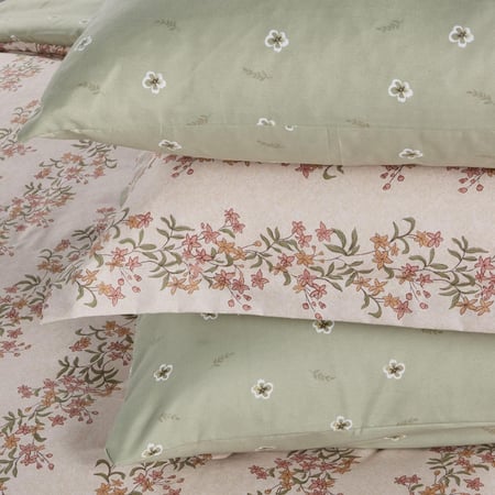 احسن مفارش نوم نفر ونص صيفي 4 قطع ليتون - بيج اخضر - مفارش ميلين