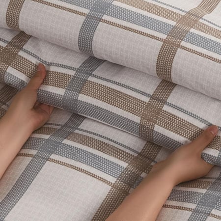 افضل مفرش صيفي مفرد ونص 4 قطع - ليتون - كريمي رصاصي - مفارش ميلين