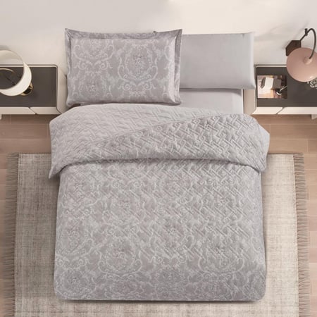 شراء مفارش نفر ونص صيفي حشوة مضغوطه لون رصاصي رمادي - مفارش ميلين