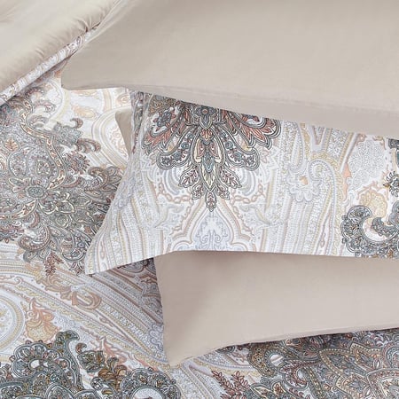 أسعار مفارش سرير صيفية مزدوج وجهين ٧ قطع - ابيض بيج - مفارش ميلين