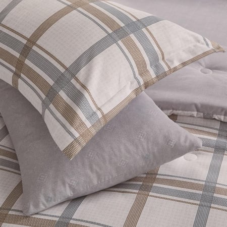 أسعار مفرش صيفي مفرد ونص 4 قطع - ليتون - كريمي رصاصي - مفارش ميلين