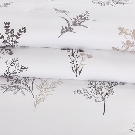 شراء لحافات سرير طقم بيت مفرد ونص - ابيض رمادي - مفارش ميلين