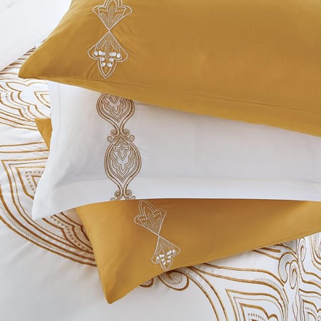 اسعار مفارش صيفي نفرين مطرز فاخر 12 قطعة - لؤلؤي - مفارش ميلين