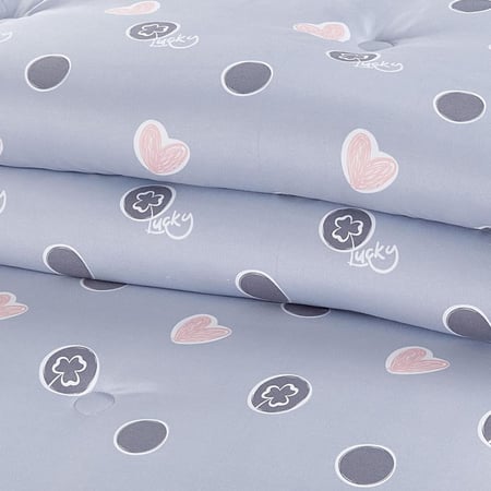 مفرش صيفي مفرد ونص 4 قطع - اليساندرا - رصاصي - وردي