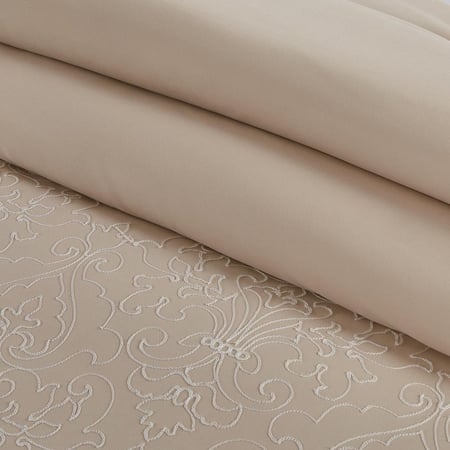 أفضل مفارش صيفي نفرين مطرز فاخر 12 قطعة - بيج - مفارش ميلين