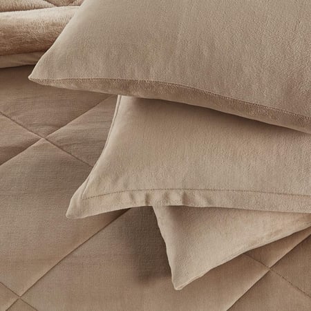 اسعار مفارش شتوية مزدوج مخمل فرو 6 قطع - بيج غامق - مفارش ميلين