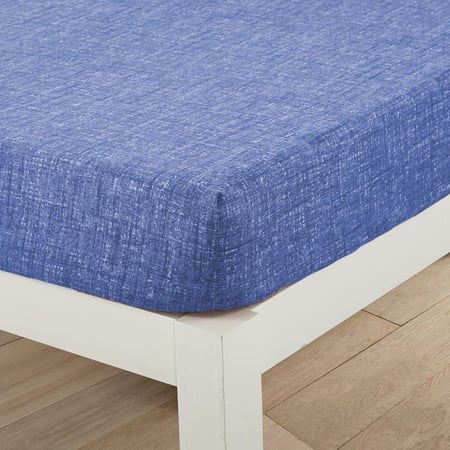 مفرش صيفي مفرد ونص 4 قطع - ليتون - كريمي - أزرق غامق