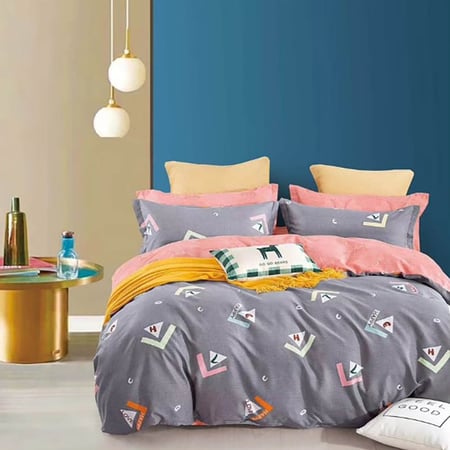 مفرش صيفي مفرد ونص 4 قطع - ليتشي - رصاصي - زهري