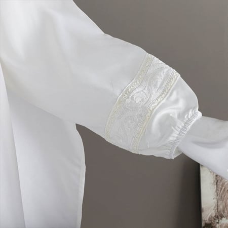 ثوب صلاة نسائي رداد مطرز - ابتهال - أبيض سادة - مفارش ميلين