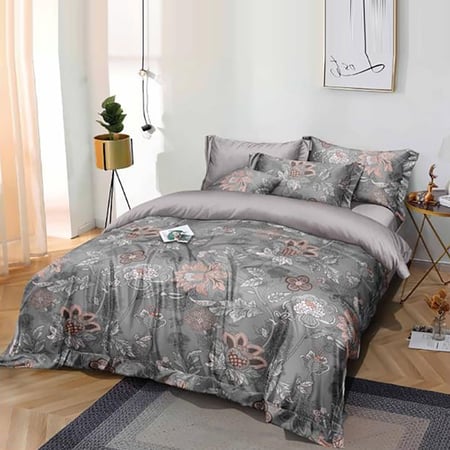 مفرش صيفي مفرد ونص  4 قطع - ليتشي - رمادي