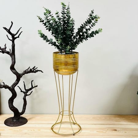 مركن معدن ذهبي انتيك شيك نباتات زينه ومراكن ديكورات المنزل زرع صناعي