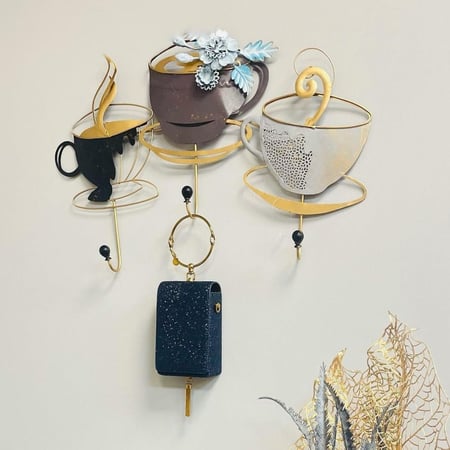 علاقة ملابس حديد فناجين قهوة تعليقات جدارية ديكورات المنزل جدار ملابس