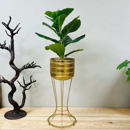 مركن معدن ذهبي انتيك شيك نباتات زينه ومراكن ديكورات المنزل زرع صناعي