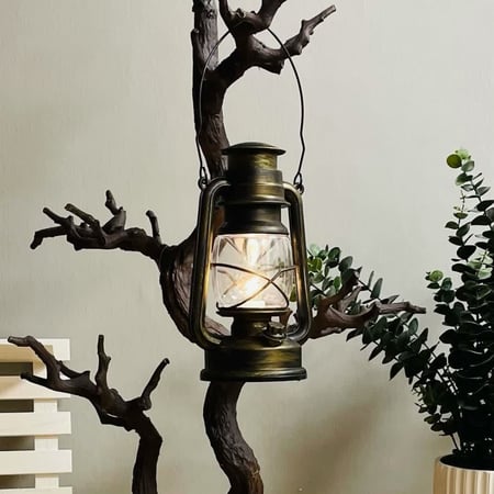 فانوس بلاستيك زيتي معتق انتيك فوانيس ديكورات رمضان فانوس بالبطارية