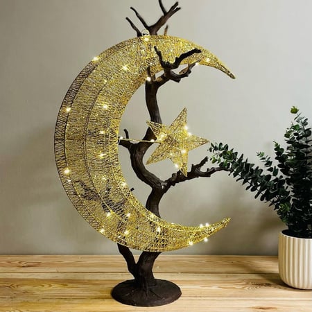 فانوس ديكوري هلال ونجمة بإضاءة  تصميم أنيق للمناسبات