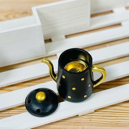 مبخرة سيراميك ابريق انتيك اسود و ذهبي مباخر ومداخن بخور ديكورات رمضان