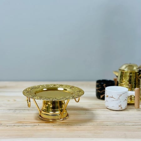 صحن حلا معدن ذهبي مستلزمات مطبخ وتقديم رمضان ضيافه وتقديم مناسبات