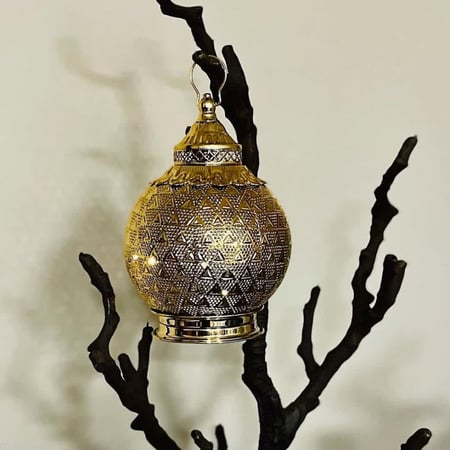 فانوس حديد ذهبي انتيك نغمة مرحب ياهلال فوانيس ديكورات رمضان إضاءة