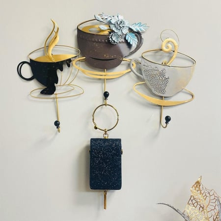 علاقة ملابس حديد فناجين قهوة تعليقات جدارية ديكورات المنزل جدار ملابس