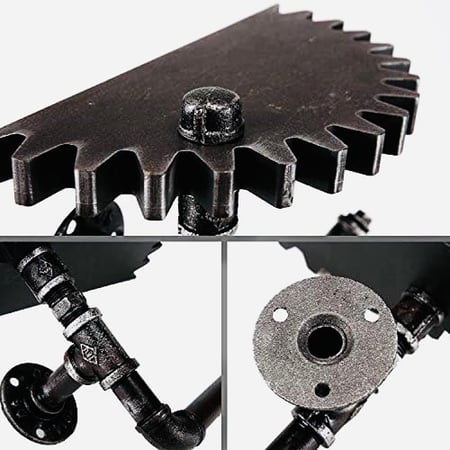 رف جداري حديد وخشب بشكل مواسير لتعليق القبعات والديكور