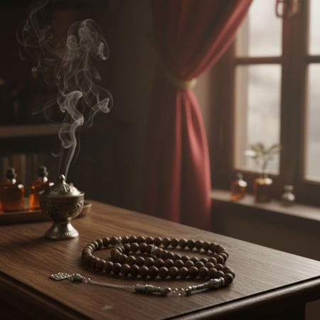 سبحة من خشب العود الطبيعي معتقة بدهن العود