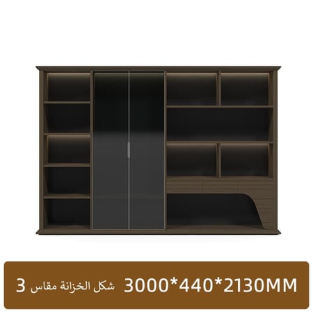مكتب اداري مع خزانة بشريط اضاءة بتصميم رائع