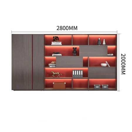 مكتب اداري بتصميم فاخر مع خزانة بأنوار جميلة