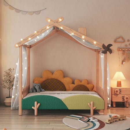 سرير أطفال قابل للتمديد بتصميم زهرة الشمس