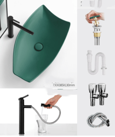 حوض سطح عمل إبداعي – تصميم سيراميكي فريد وغير منتظم