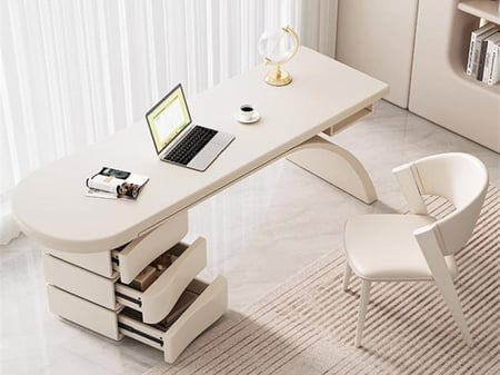 مكتب  مودرن ابيض مع وحدات تخزين مدمجة
